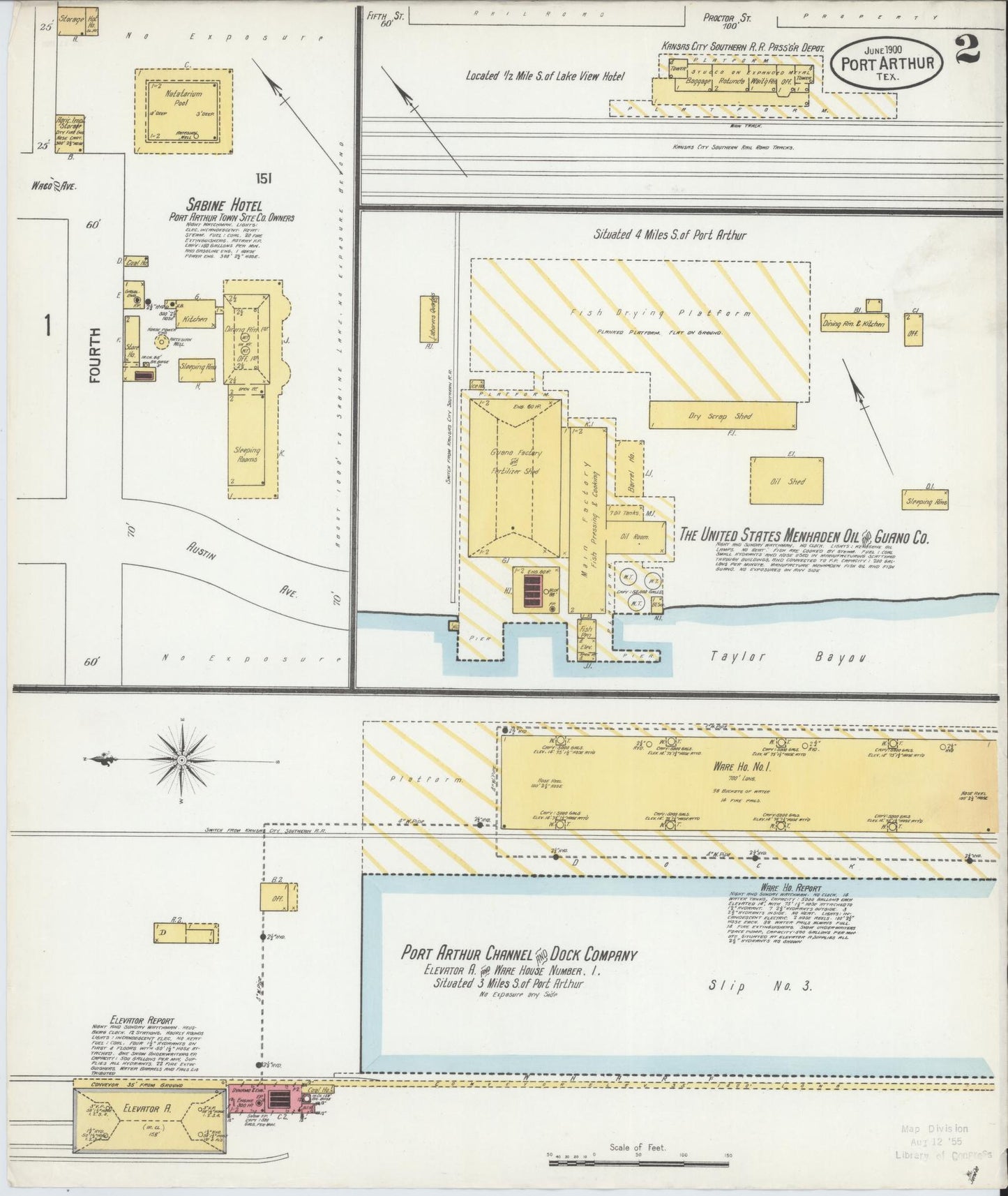 Sanborn Fire Insurance Map from Port Arthur, Jefferson County, Texas (1900), Sheet #0002 - Complete Map Set gallery image, historic Sanborn map, vintage wall art, Texas Texas
