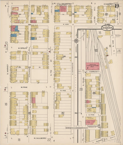 Sanborn Fire Insurance Map from Shamokin, Northumberland County, Pennsylvania (1922), Sheet #0019 - Complete Map Set gallery image, historic Sanborn map, vintage wall art, Pennsylvania Pennsylvania