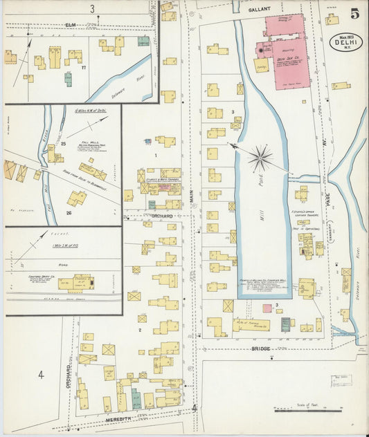 Sanborn Fire Insurance Map from Delhi, Delaware County, New York (1903), Sheet #0005 - Historic Sanborn Fire Insurance Map Print, vintage old map wall art, antique decor, genealogy gift, Delhi Delaware map