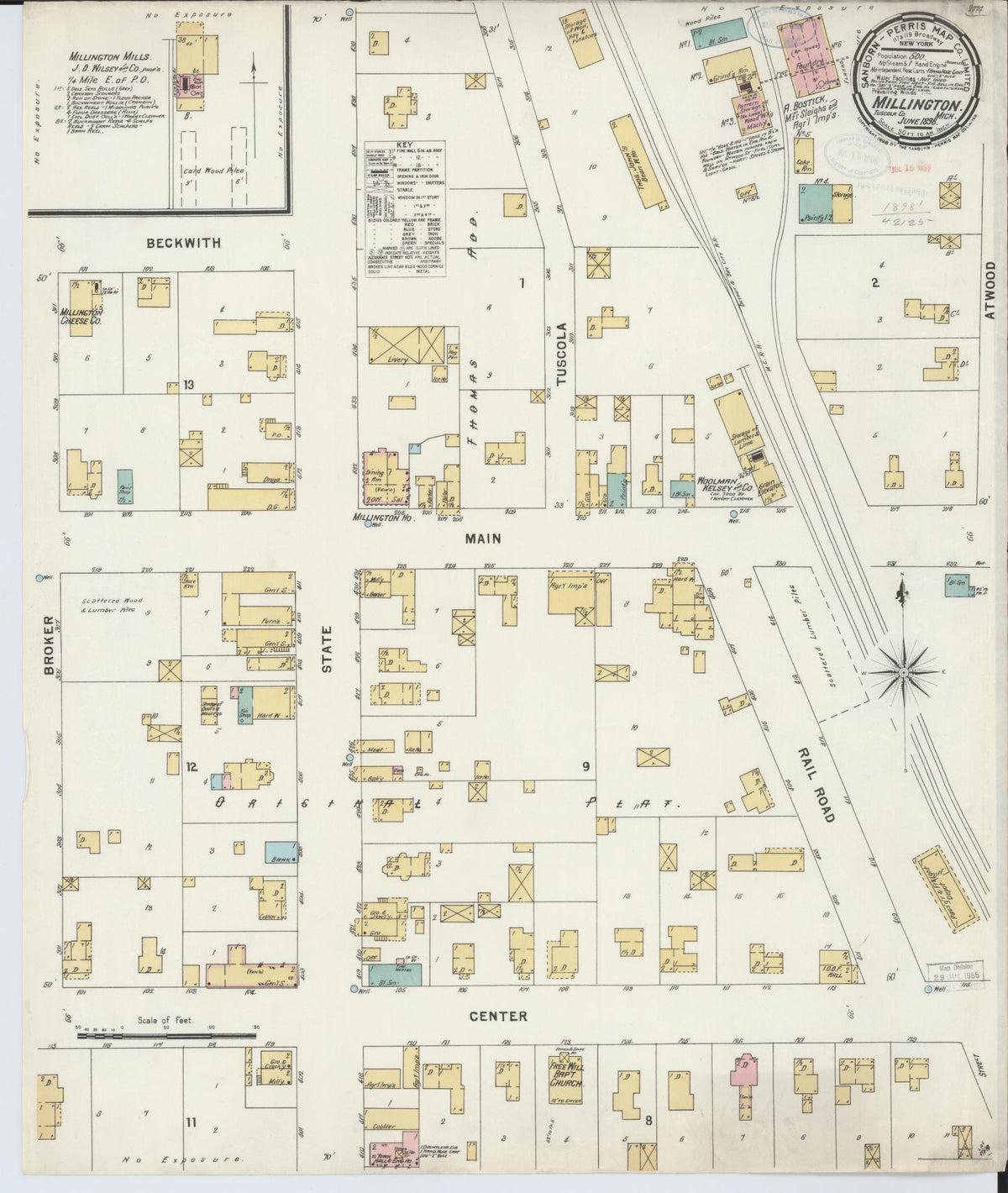 Sanborn Fire Insurance Map from Millington, Tuscola County, Michigan (1898), Sheet #0001 - Historic Sanborn Fire Insurance Map Print, vintage old map wall art, antique decor, genealogy gift, Michigan Michigan map