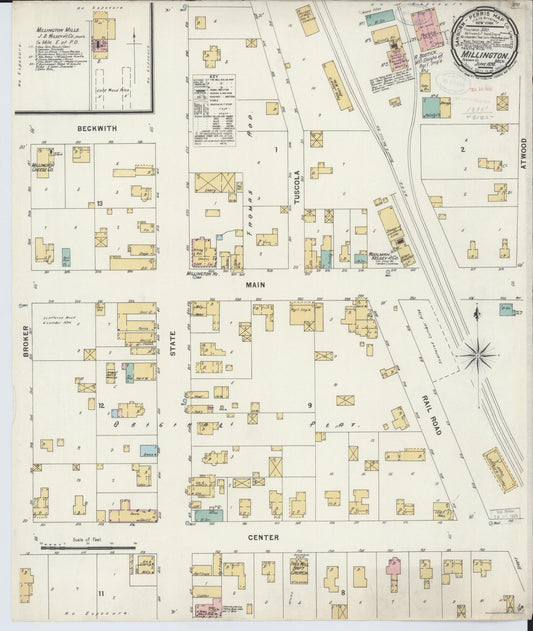 Sanborn Fire Insurance Map from Millington, Tuscola County, Michigan (1898), Sheet #0001 - Historic Sanborn Fire Insurance Map Print, vintage old map wall art, antique decor, genealogy gift, Michigan Michigan map