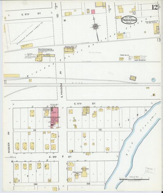 Sanborn Fire Insurance Map from Pawhuska, Osage County, Oklahoma (1920), Sheet #0012 - Historic Sanborn Fire Insurance Map Print, vintage old map wall art, antique decor, genealogy gift, Oklahoma Oklahoma map