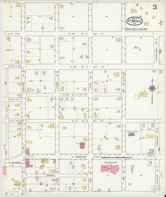 Sanborn Fire Insurance Map from Fort Meade, Polk County, Florida (1917), Sheet #0003 - Historic Sanborn Fire Insurance Map Print, vintage old map wall art, antique decor, genealogy gift, Florida Florida map