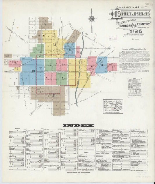 Sanborn Fire Insurance Map from Carlisle, Cumberland County, Pennsylvania (1915), Sheet #0001 - Historic Sanborn Fire Insurance Map Print, vintage old map wall art, antique decor, genealogy gift, Pennsylvania Pennsylvania map