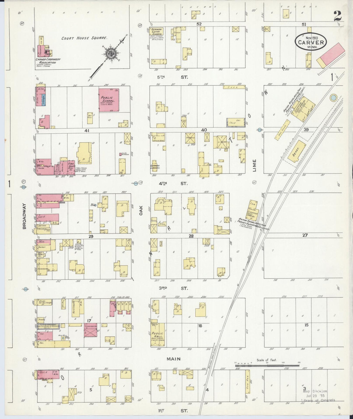 Sanborn Fire Insurance Map from Carver, Carver County, Minnesota (1910), Sheet #0002 - Historic Sanborn Fire Insurance Map Print, vintage old map wall art, antique decor, genealogy gift, Minnesota Minnesota map