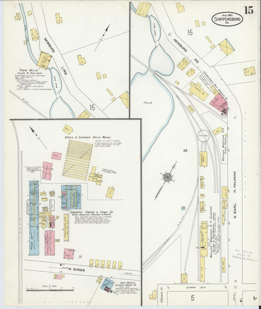 Sanborn Fire Insurance Map from Shippensburg, Cumberland And Franklin Counties, Pennsylvania (1910), Sheet #0015 - Historic Sanborn Fire Insurance Map Print, vintage old map wall art, antique decor, genealogy gift, Counties Pennsylvania map