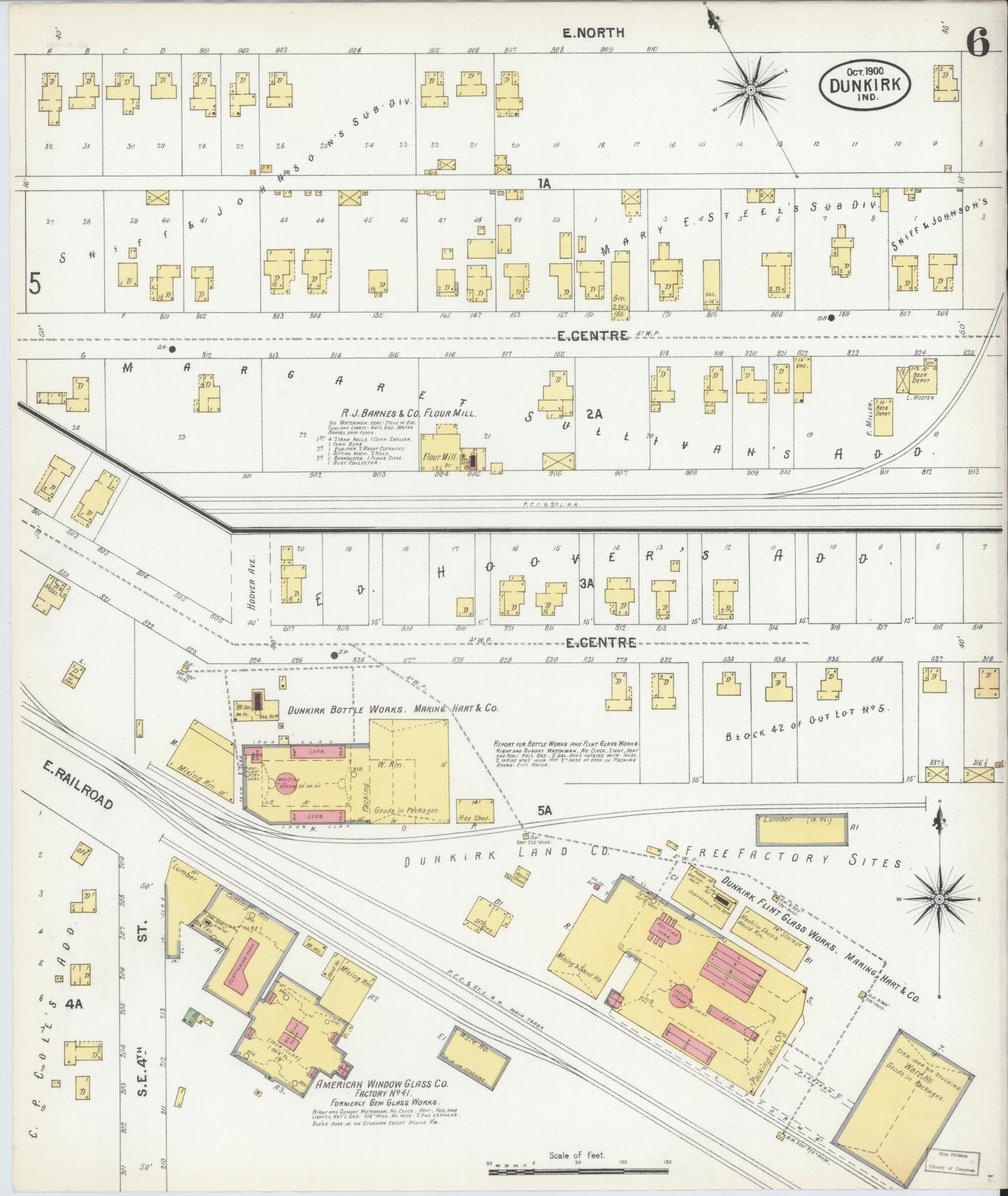 Sanborn Fire Insurance Map from Dunkirk, Jay And Blackford Counties, Indiana (1900), Sheet #0006 - Complete Map Set gallery image, historic Sanborn map, vintage wall art, Indiana Indiana