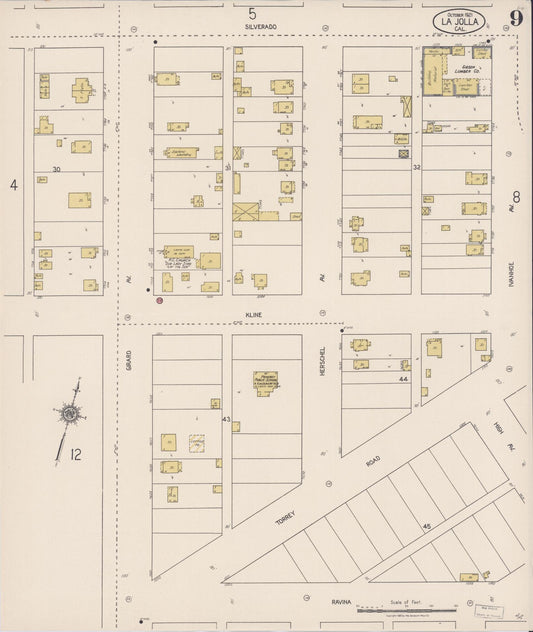 Sanborn Fire Insurance Map from La Jolla, San Diego County, California (1921), Sheet #0009 - Historic Sanborn Fire Insurance Map Print, vintage old map wall art, antique decor, genealogy gift, California California map