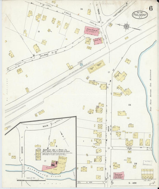 Sanborn Fire Insurance Map from Philmont, Columbia County, New York (1912), Sheet #0006 - Historic Sanborn Fire Insurance Map Print, vintage old map wall art, antique decor, genealogy gift, New York New York map