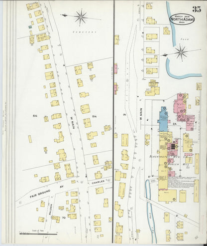 Sanborn Fire Insurance Map from North Adams, Berkshire County, Massachusetts (1908), Sheet #0035 - Historic Sanborn Fire Insurance Map Print, vintage old map wall art, antique decor, genealogy gift, Massachusetts Massachusetts map