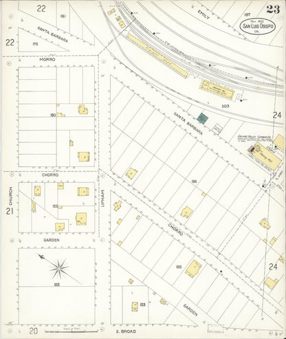 Sanborn Fire Insurance Map from San Luis Obispo, San Luis Obispo County, California (1903), Sheet #0023 - Complete Map Set gallery image, historic Sanborn map, vintage wall art, California California
