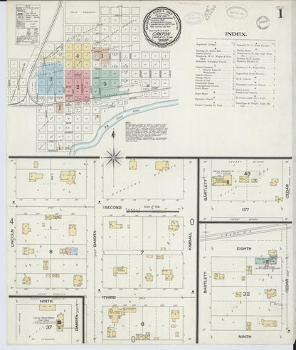 Sanborn Fire Insurance Map from Canton, Lincoln County, South Dakota (1898), Sheet #0001 - Complete Map Set gallery image, historic Sanborn map, vintage wall art, South Dakota South Dakota