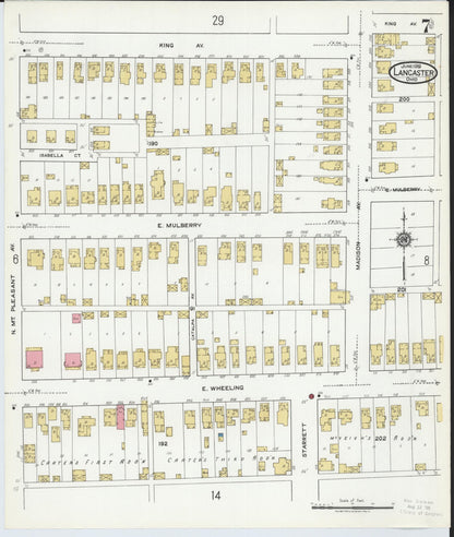 Sanborn Fire Insurance Map from Lancaster, Fairfield County, Ohio (1919), Sheet #0007 - Historic Sanborn Fire Insurance Map Print, vintage old map wall art, antique decor, genealogy gift, Ohio Ohio map