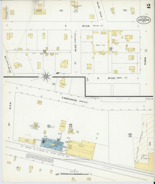 Sanborn Fire Insurance Map from Ardmore, Carter County, Oklahoma (1902), Sheet #0002 - Historic Sanborn Fire Insurance Map Print, vintage old map wall art, antique decor, genealogy gift, Oklahoma Oklahoma map