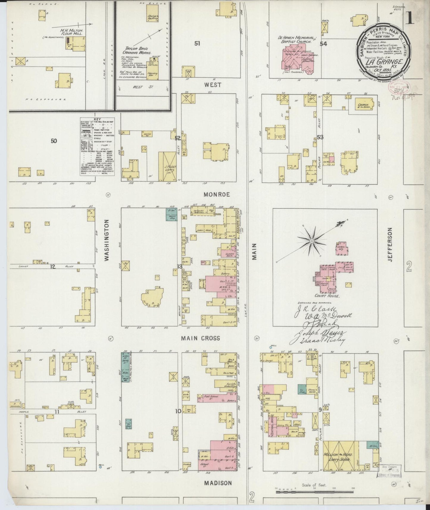Sanborn Fire Insurance Map from La Grange, Oldham County, Kentucky (1895), Sheet #0001 - Complete Map Set gallery image, historic Sanborn map, vintage wall art, Kentucky Kentucky