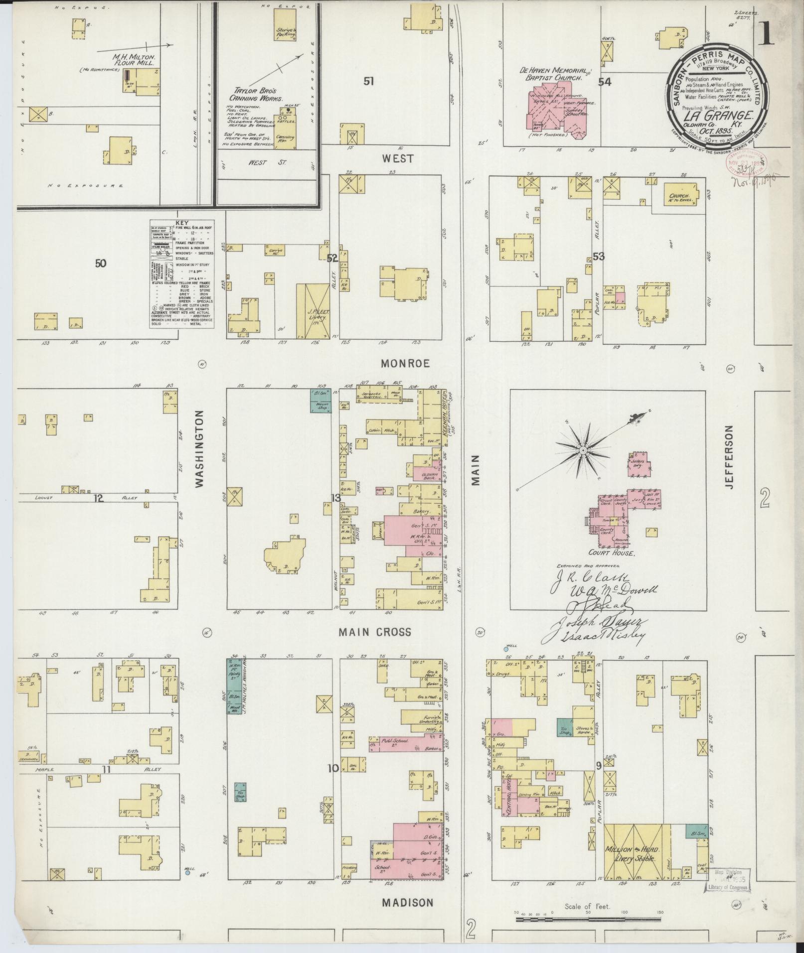 Sanborn Fire Insurance Map from La Grange, Oldham County, Kentucky (1895), Sheet #0001 - Complete Map Set gallery image, historic Sanborn map, vintage wall art, Kentucky Kentucky