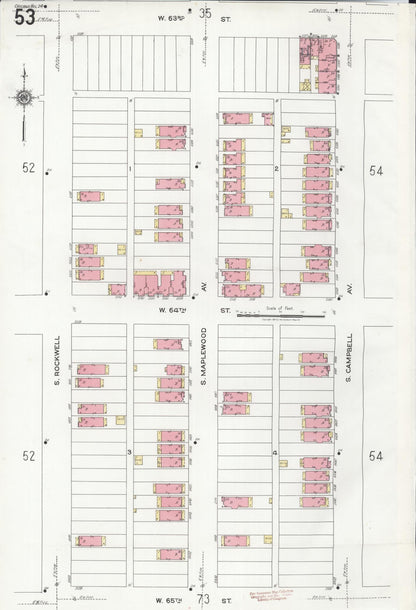 Sanborn Fire Insurance Map from Chicago, Cook County, Illinois (1920), Sheet #0053 - Historic Sanborn Fire Insurance Map Print, vintage old map wall art, antique decor, genealogy gift, Illinois Illinois map