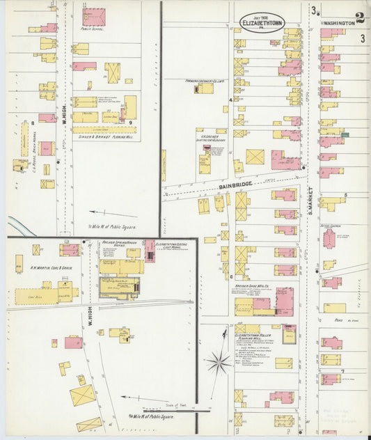 Sanborn Fire Insurance Map from Elizabethtown, Lancaster County, Pennsylvania (1902), Sheet #0002 - Historic Sanborn Fire Insurance Map Print, vintage old map wall art, antique decor, genealogy gift, Pennsylvania Pennsylvania map