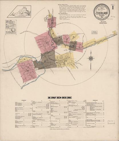 Sanborn Fire Insurance Map from Coeburn, Wise County, Virginia (1922), Sheet #0001 - Complete Map Set gallery image, historic Sanborn map, vintage wall art, Virginia Virginia