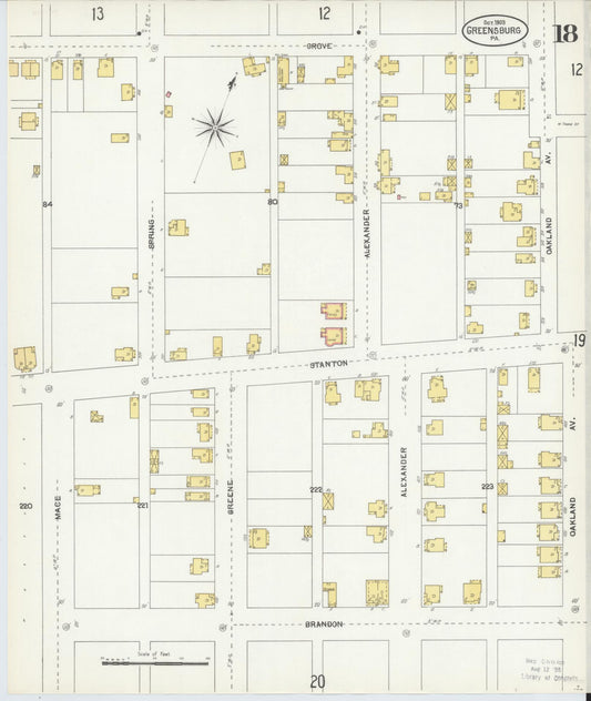 Sanborn Fire Insurance Map from Greensburg, Westmoreland County, Pennsylvania (1903), Sheet #0018 - Historic Sanborn Fire Insurance Map Print, vintage old map wall art, antique decor, genealogy gift, Pennsylvania Pennsylvania map