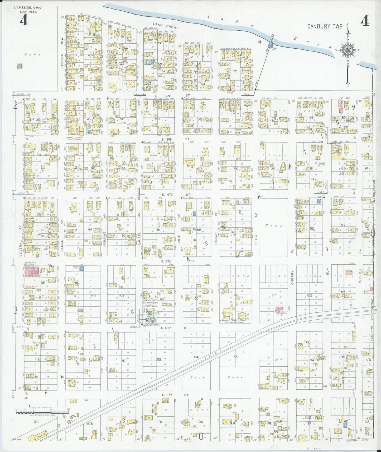 Sanborn Fire Insurance Map from Lakeside, Ottawa County, Ohio (1946), Sheet #0004 - Complete Map Set gallery image, historic Sanborn map, vintage wall art, Ohio Ohio