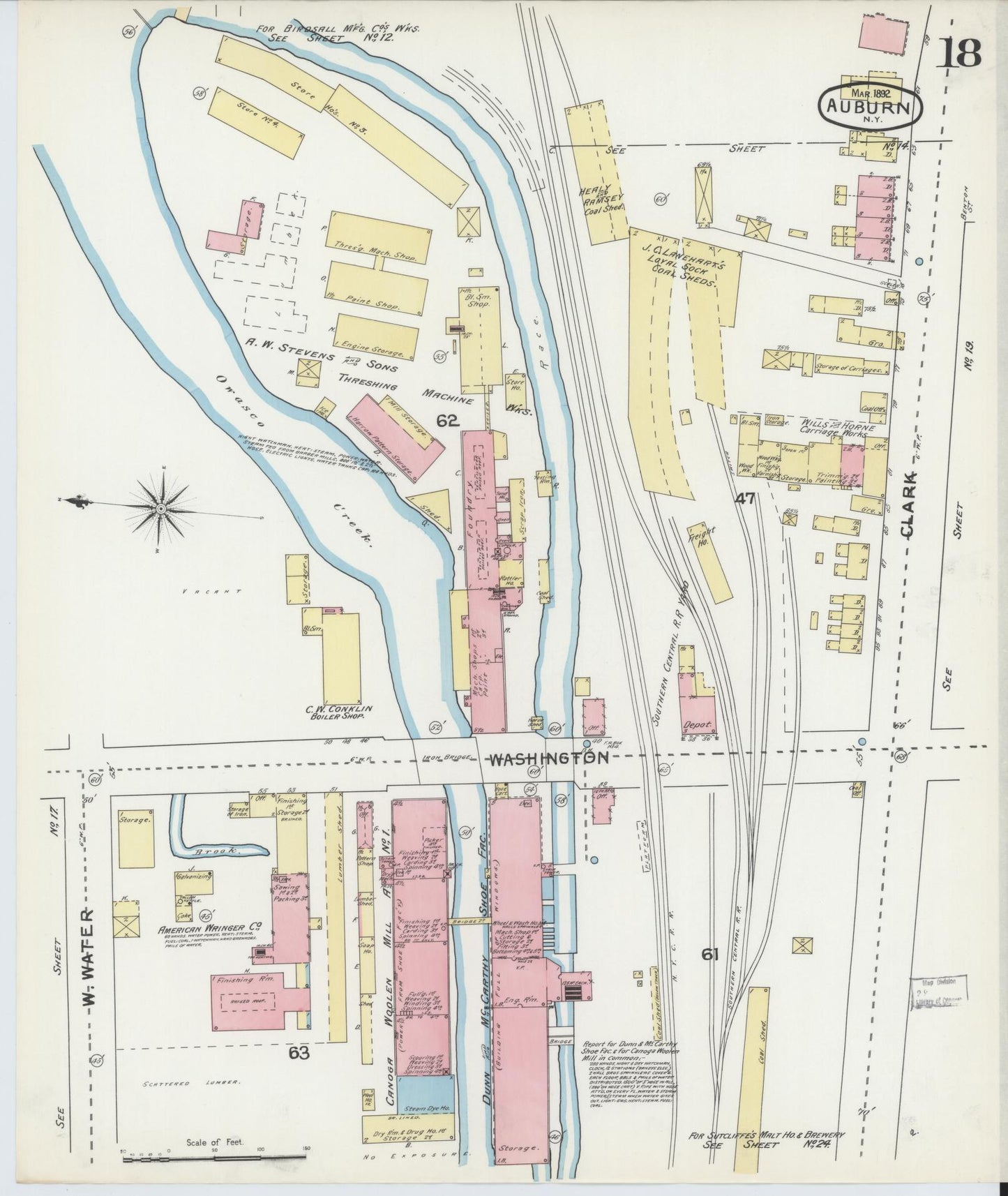 Sanborn Fire Insurance Map from Auburn, Cayuga County, New York (1892), Sheet #0018 - Complete Map Set gallery image, historic Sanborn map, vintage wall art, New York New York