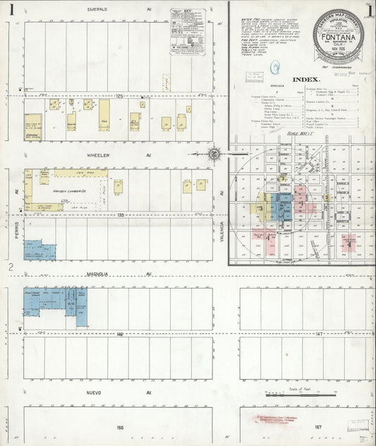 Sanborn Fire Insurance Map from Fontana, San Bernardino County, California (1926), Sheet #0001 - Complete Map Set gallery image, historic Sanborn map, vintage wall art, California California