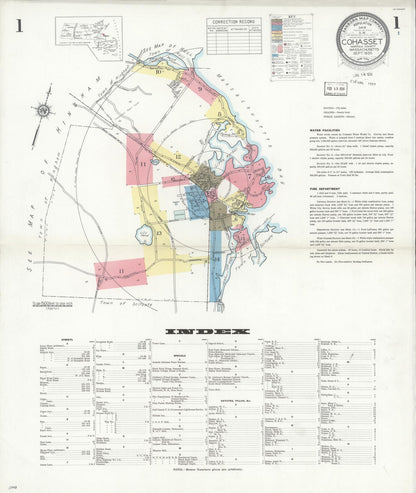 Sanborn Fire Insurance Map from Cohasset, Norfolk County, Massachusetts (1935), Sheet #0001 - Historic Sanborn Fire Insurance Map Print, vintage old map wall art, antique decor, genealogy gift, Massachusetts Massachusetts map