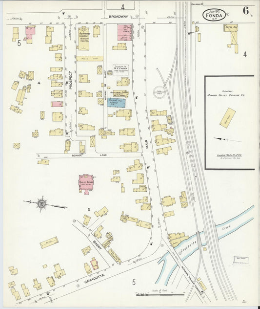 Sanborn Fire Insurance Map from Fonda, Montgomery County, New York (1912), Sheet #0006 - Historic Sanborn Fire Insurance Map Print, vintage old map wall art, antique decor, genealogy gift, New York New York map