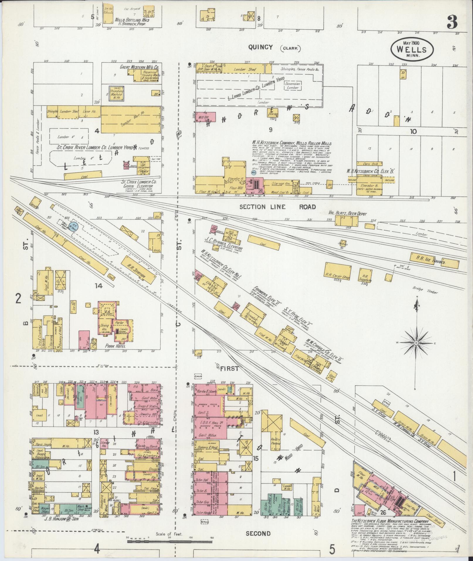 Sanborn Fire Insurance Map from Wells, Faribault County, Minnesota (1900), Sheet #0003 - Historic Sanborn Fire Insurance Map Print, vintage old map wall art, antique decor, genealogy gift, Minnesota Minnesota map