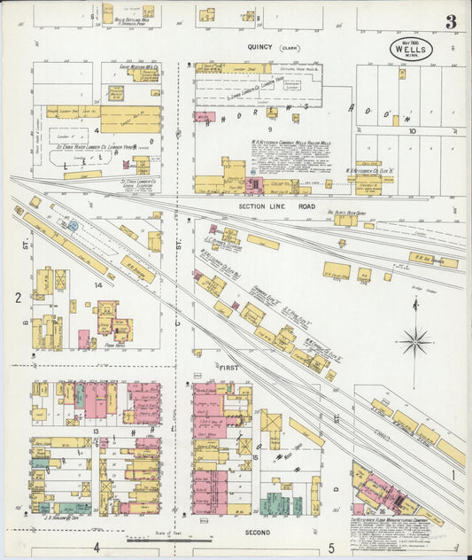 Sanborn Fire Insurance Map from Wells, Faribault County, Minnesota (1900), Sheet #0003 - Historic Sanborn Fire Insurance Map Print, vintage old map wall art, antique decor, genealogy gift, Minnesota Minnesota map