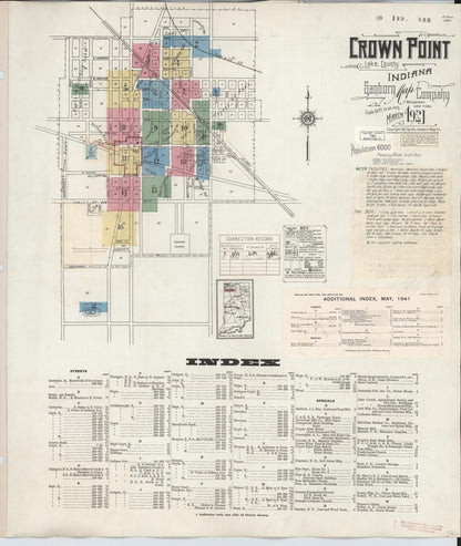 Sanborn Fire Insurance Map from Crown Point, Lake County, Indiana (1948), Sheet #0001 - Historic Sanborn Fire Insurance Map Print, vintage old map wall art, antique decor, genealogy gift, Indiana Indiana map