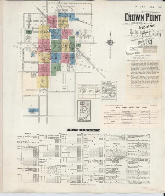 Sanborn Fire Insurance Map from Crown Point, Lake County, Indiana (1948), Sheet #0001 - Historic Sanborn Fire Insurance Map Print, vintage old map wall art, antique decor, genealogy gift, Indiana Indiana map
