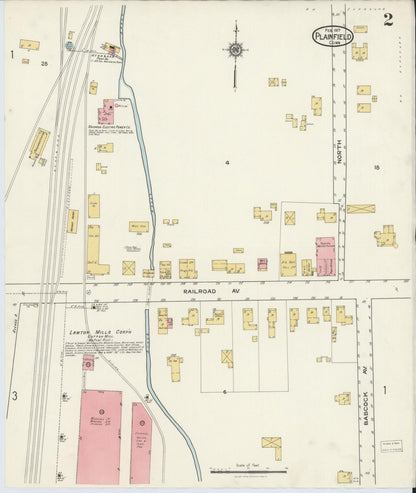 Sanborn Fire Insurance Map from Plainfield, Windham County, Connecticut (1917), Sheet #0002 - Complete Map Set gallery image, historic Sanborn map, vintage wall art, Connecticut Connecticut