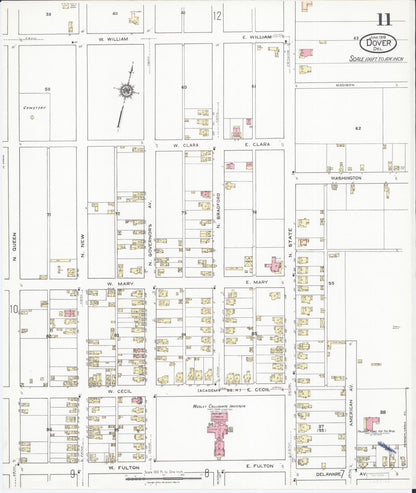 Sanborn Fire Insurance Map from Dover, Kent County, Delaware (1919), Sheet #0011 - Complete Map Set gallery image, historic Sanborn map, vintage wall art, Delaware Delaware