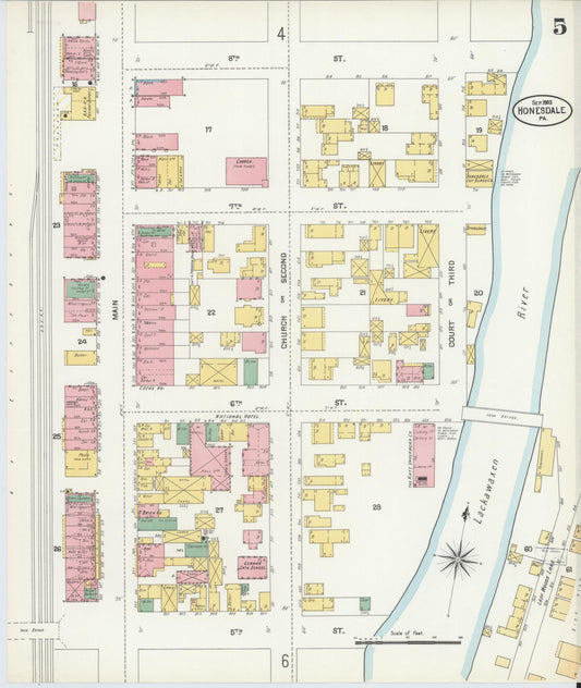 Sanborn Fire Insurance Map from Honesdale, Wayne County, Pennsylvania (1903), Sheet #0005 - Historic Sanborn Fire Insurance Map Print, vintage old map wall art, antique decor, genealogy gift, Pennsylvania Pennsylvania map