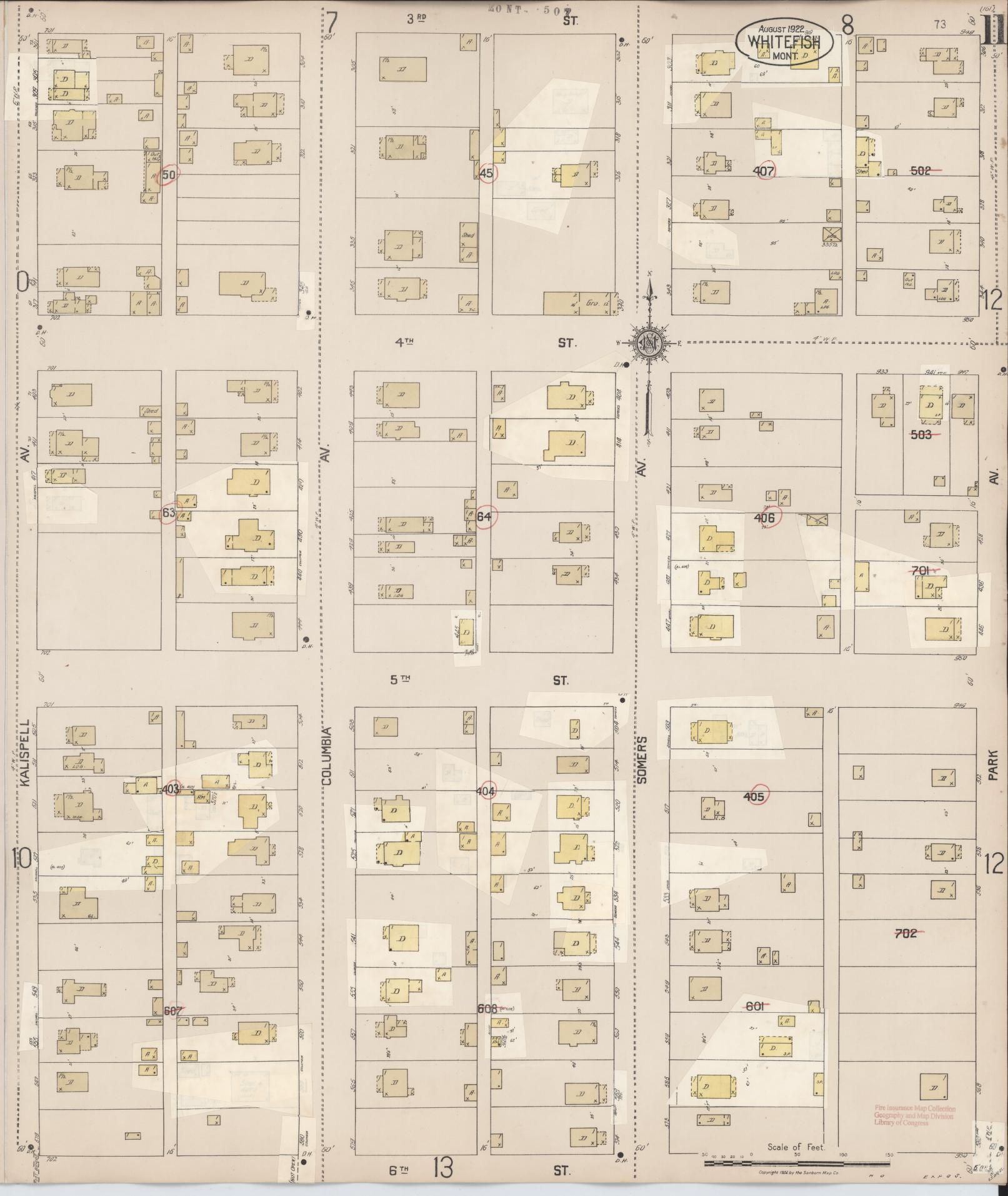 Sanborn Fire Insurance Map from Whitefish, Flathead County, Montana (1932), Sheet #0011 - Historic Sanborn Fire Insurance Map Print, vintage old map wall art, antique decor, genealogy gift, Montana Montana map