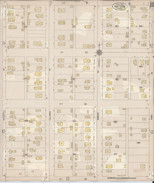 Sanborn Fire Insurance Map from Whitefish, Flathead County, Montana (1932), Sheet #0011 - Historic Sanborn Fire Insurance Map Print, vintage old map wall art, antique decor, genealogy gift, Montana Montana map