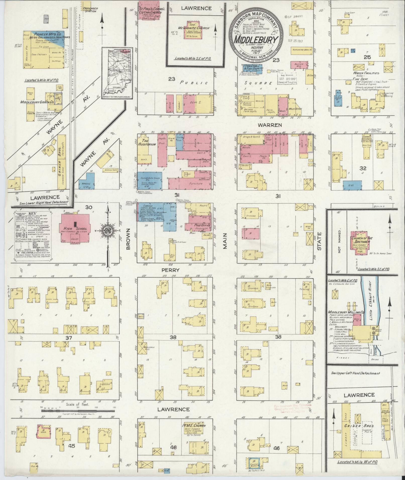 Sanborn Fire Insurance Map from Middlebury, Elkhart County, Indiana. (1917) – Historic Sanborn Fire Insurance Map Print