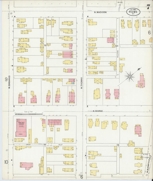 Sanborn Fire Insurance Map from Rome, Oneida County, New York (1899), Sheet #0007 - Historic Sanborn Fire Insurance Map Print, vintage old map wall art, antique decor, genealogy gift, New York New York map