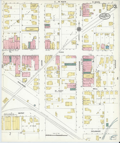 Sanborn Fire Insurance Map from Redkey, Jay County, Indiana (1909), Sheet #0003 - Complete Map Set gallery image, historic Sanborn map, vintage wall art, Indiana Indiana