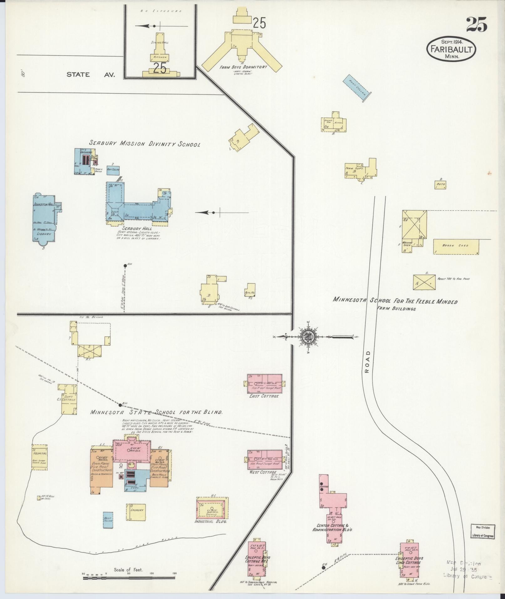 Sanborn Fire Insurance Map from Faribault, Rice County, Minnesota (1914), Sheet #0025 - Historic Sanborn Fire Insurance Map Print, vintage old map wall art, antique decor, genealogy gift, Minnesota Minnesota map
