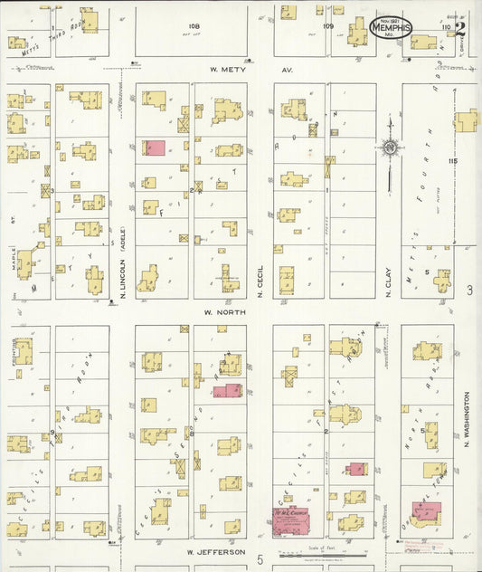 Sanborn Fire Insurance Map from Memphis, Scotland County, Missouri (1921), Sheet #0002 - Historic Sanborn Fire Insurance Map Print, vintage old map wall art, antique decor, genealogy gift, Missouri Missouri map