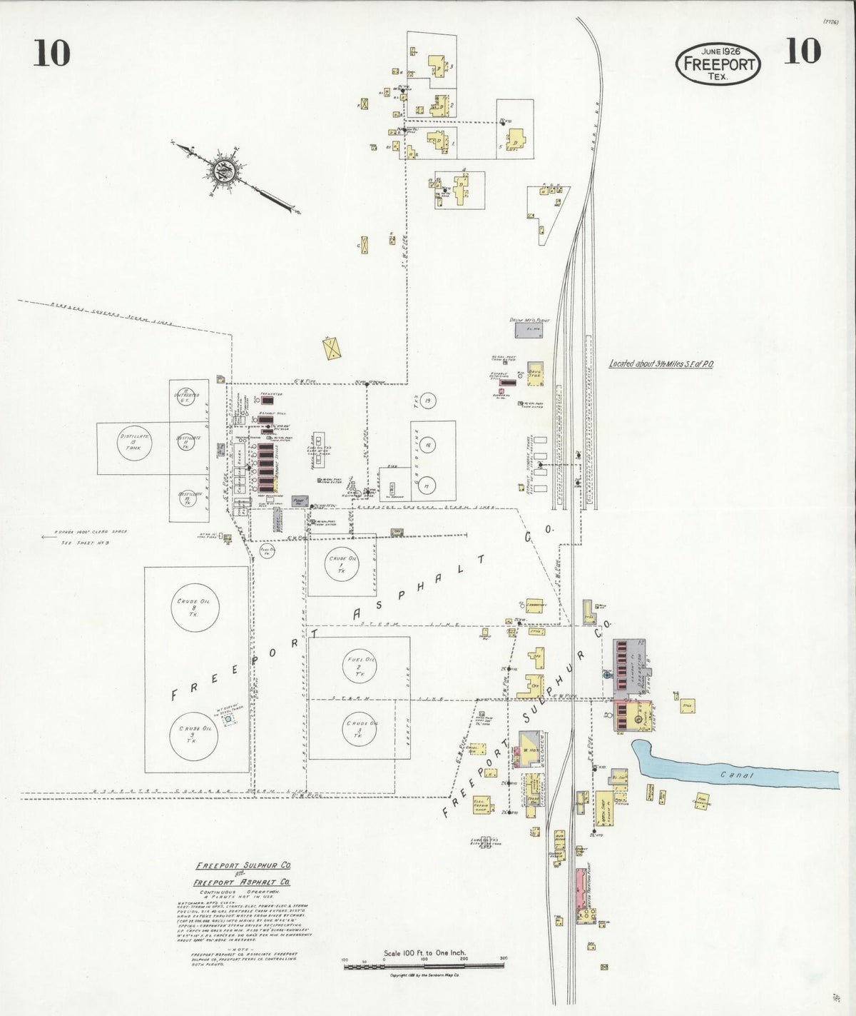 Sanborn Fire Insurance Map from Freeport, Brazoria County, Texas (1926), Sheet #0010 - Historic Sanborn Fire Insurance Map Print, vintage old map wall art, antique decor, genealogy gift, Texas Texas map