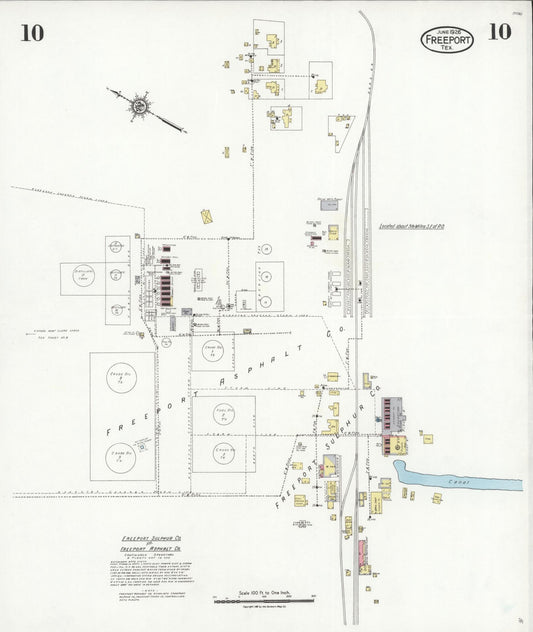 Sanborn Fire Insurance Map from Freeport, Brazoria County, Texas (1926), Sheet #0010 - Historic Sanborn Fire Insurance Map Print, vintage old map wall art, antique decor, genealogy gift, Texas Texas map