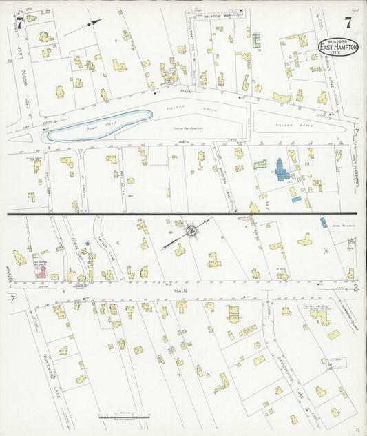 Sanborn Fire Insurance Map from Easthampton, Suffolk County, New York (1929), Sheet #0007 - Historic Sanborn Fire Insurance Map Print, vintage old map wall art, antique decor, genealogy gift, New York New York map