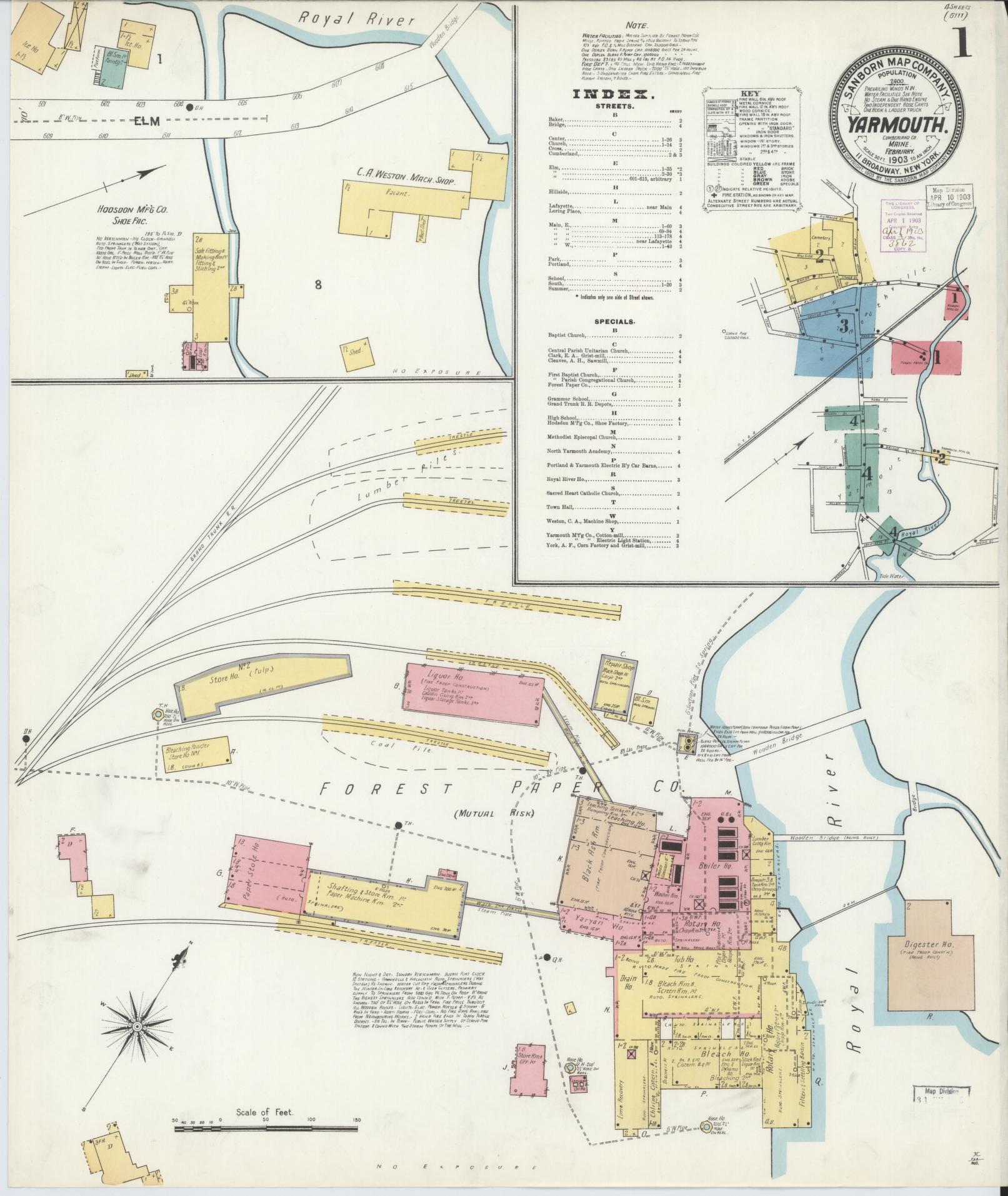 Sanborn Fire Insurance Map from Yarmouth, Cumberland County, Maine. (1903) – Historic Sanborn Fire Insurance Map Print