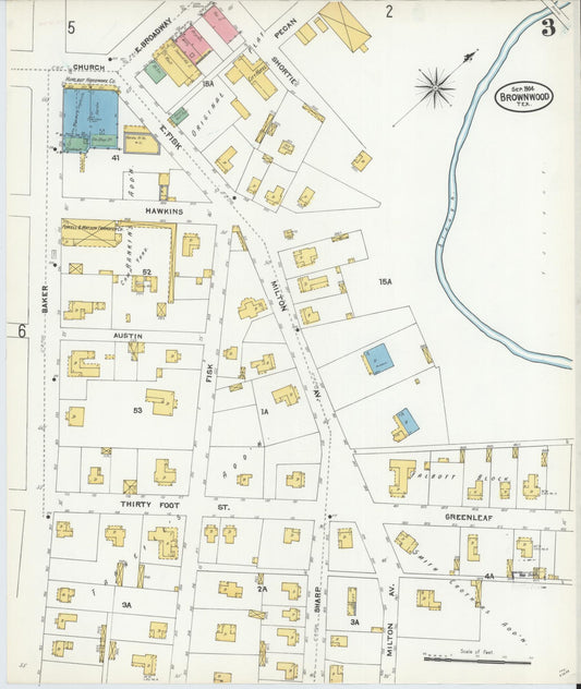 Sanborn Fire Insurance Map from Brownwood, Brown County, Texas (1904), Sheet #0003 - Historic Sanborn Fire Insurance Map Print, vintage old map wall art, antique decor, genealogy gift, Texas Texas map