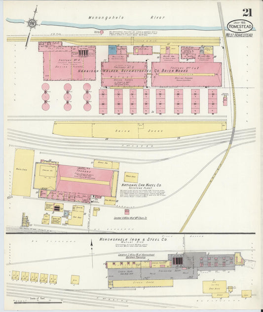 Sanborn Fire Insurance Map from Homestead, Allegheny County, Pennsylvania (1913), Sheet #0021 - Historic Sanborn Fire Insurance Map Print, vintage old map wall art, antique decor, genealogy gift, Pennsylvania Pennsylvania map
