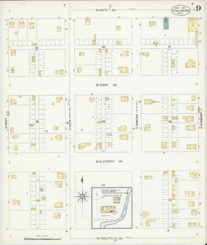 Sanborn Fire Insurance Map from Stillwater, Payne County, Oklahoma (1907), Sheet #0009 - Complete Map Set gallery image, historic Sanborn map, vintage wall art, Oklahoma Oklahoma